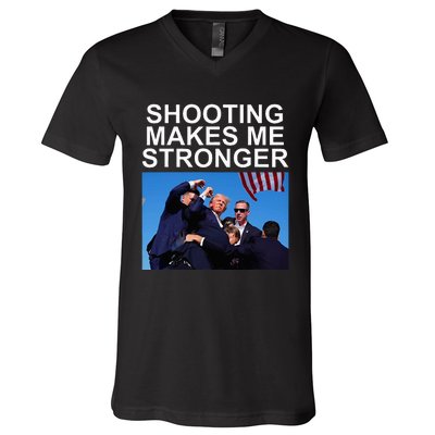 Shooting Makes Me Stronger Trump 2024 V-Neck T-Shirt