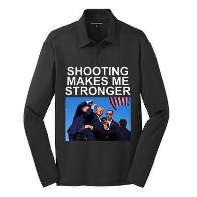 Shooting Makes Me Stronger Trump 2024 Silk Touch Performance Long Sleeve Polo