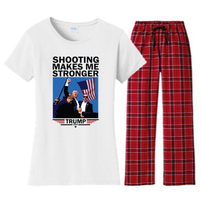 Shooting Makes Me Stronger Donald Trump 2024 Women's Flannel Pajama Set