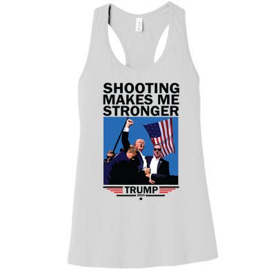 Shooting Makes Me Stronger Donald Trump 2024 Women's Racerback Tank