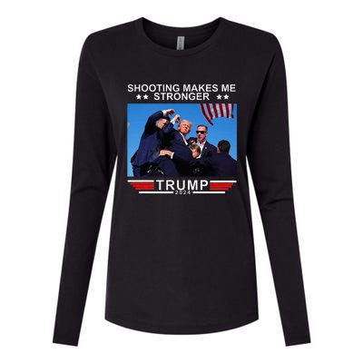 Shooting Makes Me Stronger Trump 2024 Womens Cotton Relaxed Long Sleeve T-Shirt