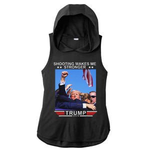 Shooting Makes Me Stronger Trump 2024 Election Design Ladies PosiCharge Tri-Blend Wicking Draft Hoodie Tank