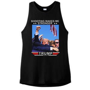 Shooting Makes Me Stronger Trump 2024 Election Design Ladies PosiCharge Tri-Blend Wicking Tank