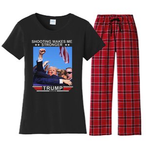 Shooting Makes Me Stronger Trump 2024 Election Design Women's Flannel Pajama Set