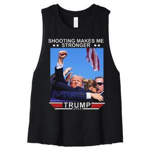 Shooting Makes Me Stronger Trump 2024 Election Design Women's Racerback Cropped Tank