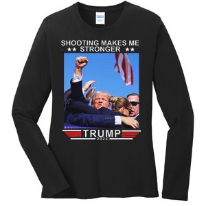 Shooting Makes Me Stronger Trump 2024 Election Design Ladies Long Sleeve Shirt