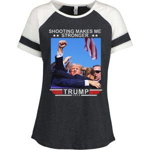 Shooting Makes Me Stronger Trump 2024 Election Design Enza Ladies Jersey Colorblock Tee