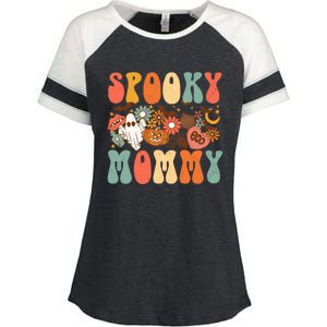 Spooky Mommy Matching Funny Gift Retro Halloween Ghost Witchy Gift Enza Ladies Jersey Colorblock Tee