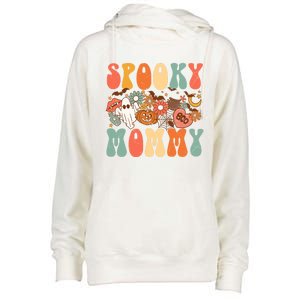 Spooky Mommy Matching Funny Gift Retro Halloween Ghost Witchy Gift Womens Funnel Neck Pullover Hood