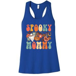 Spooky Mommy Matching Funny Gift Retro Halloween Ghost Witchy Gift Women's Racerback Tank