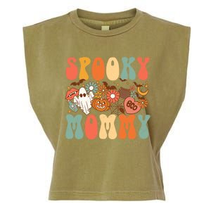 Spooky Mommy Matching Funny Gift Retro Halloween Ghost Witchy Gift Garment-Dyed Women's Muscle Tee