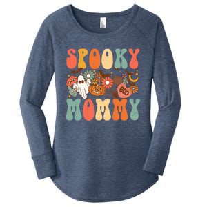 Spooky Mommy Matching Funny Gift Retro Halloween Ghost Witchy Gift Women's Perfect Tri Tunic Long Sleeve Shirt