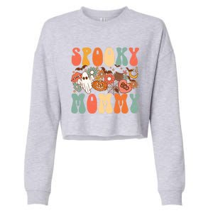 Spooky Mommy Matching Funny Gift Retro Halloween Ghost Witchy Gift Cropped Pullover Crew