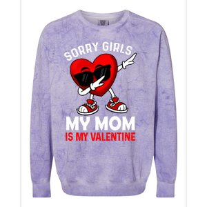 Sorry My Mom Is My Valentine Dabbing Heart Sunglasses Cool Gift Colorblast Crewneck Sweatshirt