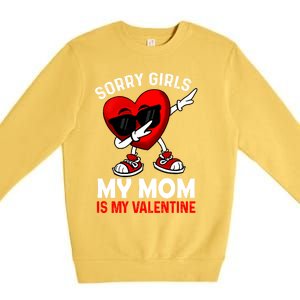 Sorry My Mom Is My Valentine Dabbing Heart Sunglasses Cool Gift Premium Crewneck Sweatshirt