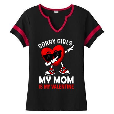 Sorry My Mom Is My Valentine Dabbing Heart Sunglasses Cool Gift Ladies Halftime Notch Neck Tee