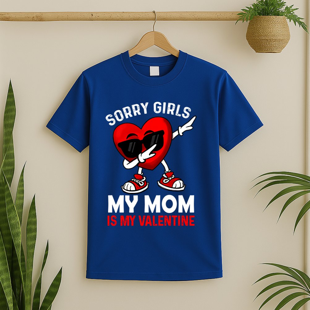 Sorry My Mom Is My Valentine Dabbing Heart Sunglasses Cool Gift T-Shirt