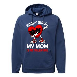 Sorry My Mom Is My Valentine Dabbing Heart Sunglasses Cool Gift Performance Fleece Hoodie