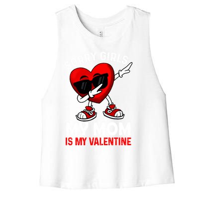 Sorry My Mom Is My Valentine Dabbing Heart Sunglasses Cool Gift Women's Racerback Cropped Tank