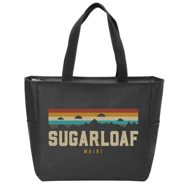 Sugarloaf Mountains Maine Hiking Outdoors Retro Zip Tote Bag