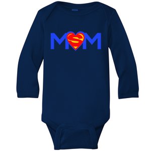 Super Mommy Mothers Day Birthday Gift Cute Top For Mom Baby Long Sleeve Bodysuit