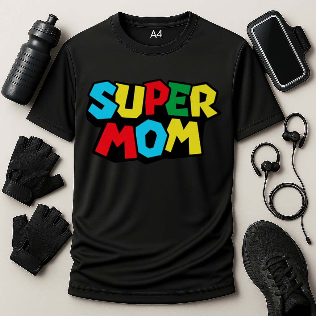 Super Mom Mommio Mommy Funny Color Cooling Performance Crew T-Shirt