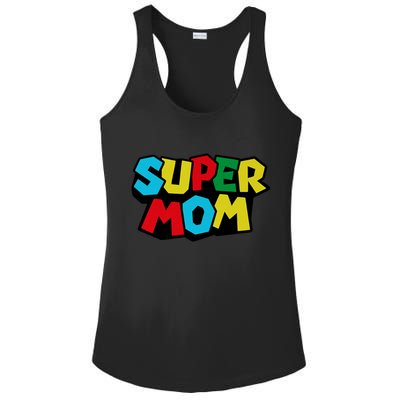 Super Mom Mommio Mommy Funny Color Ladies PosiCharge Competitor Racerback Tank