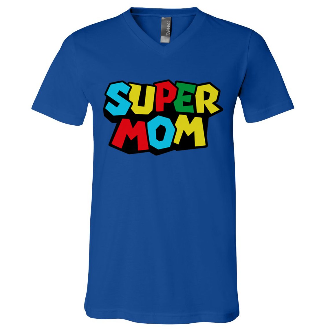 Super Mom Mommio Mommy Funny Color V-Neck T-Shirt
