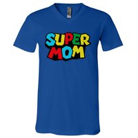 Super Mom Mommio Mommy Funny Color V-Neck T-Shirt