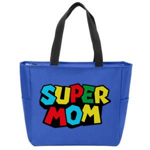 Super Mom Mommio Mommy Funny Color Zip Tote Bag