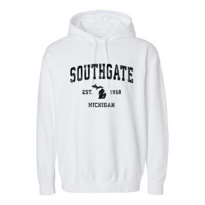 Southgate Michigan Mi Vintage Athletic Sports Garment-Dyed Fleece Hoodie