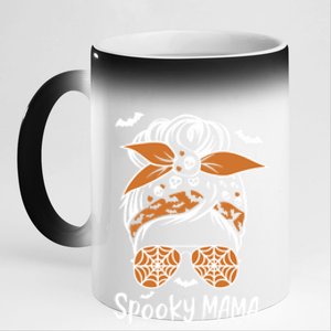 Spooky Mama Messy Bun Halloween Spooky Mom Mother Great Gift 11oz Black Color Changing Mug