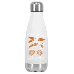 Spooky Mama Messy Bun Halloween Spooky Mom Mother Great Gift Stainless Steel Insulated Water Bottle