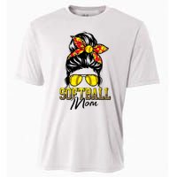 Softball Mom Messy Bun Mama Softball Game Day Mothers Day Cooling Performance Crew T-Shirt