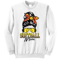 Softball Mom Messy Bun Mama Softball Game Day Mothers Day Sweatshirt