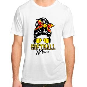 Softball Mom Messy Bun Mama Softball Game Day Mothers Day Adult ChromaSoft Performance T-Shirt