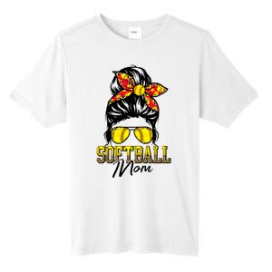 Softball Mom Messy Bun Mama Softball Game Day Mothers Day Tall Fusion ChromaSoft Performance T-Shirt