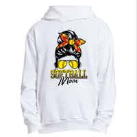 Softball Mom Messy Bun Mama Softball Game Day Mothers Day Urban Pullover Hoodie