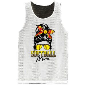 Softball Mom Messy Bun Mama Softball Game Day Mothers Day Mesh Reversible Basketball Jersey Tank