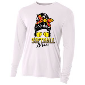 Softball Mom Messy Bun Mama Softball Game Day Mothers Day Cooling Performance Long Sleeve Crew