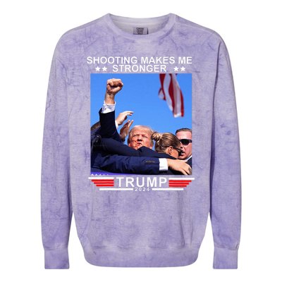 Shooting Makes Me Stronger Trump 2024 Colorblast Crewneck Sweatshirt