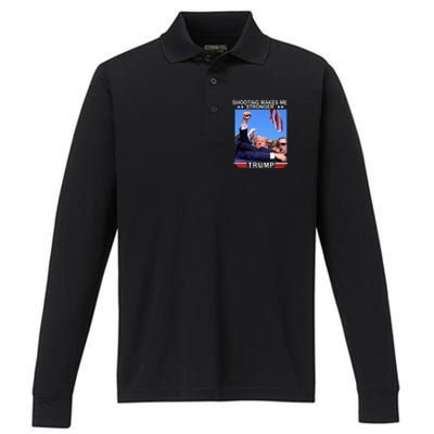 Shooting Makes Me Stronger Trump 2024 Performance Long Sleeve Polo