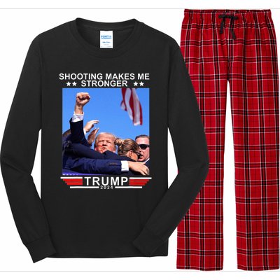 Shooting Makes Me Stronger Trump 2024 Long Sleeve Pajama Set