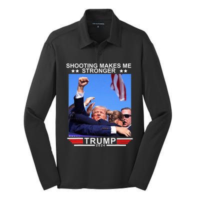 Shooting Makes Me Stronger Trump 2024 Silk Touch Performance Long Sleeve Polo