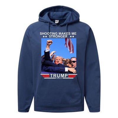 Shooting Makes Me Stronger Trump 2024 Performance Fleece Hoodie