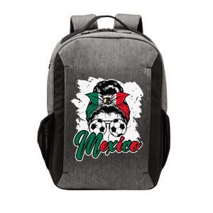 Soccer Mexico Messy Bun Mexican Flag Football Girl Vector Backpack