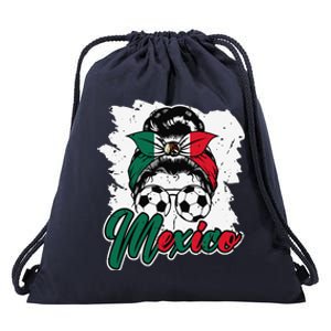 Soccer Mexico Messy Bun Mexican Flag Football Girl Drawstring Bag