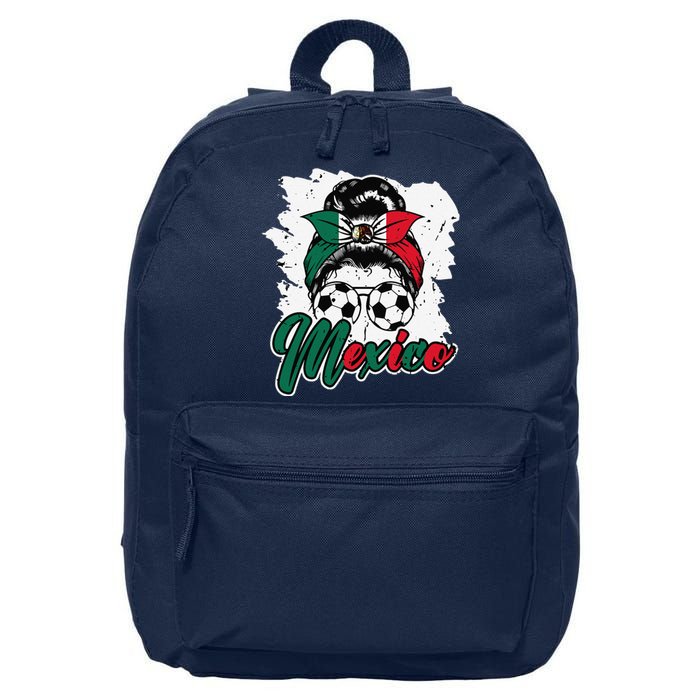 Soccer Mexico Messy Bun Mexican Flag Football Girl 16 in Basic Backpack