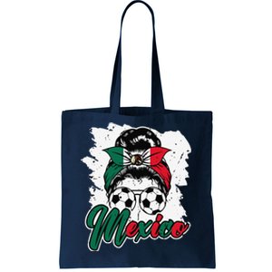 Soccer Mexico Messy Bun Mexican Flag Football Girl Tote Bag