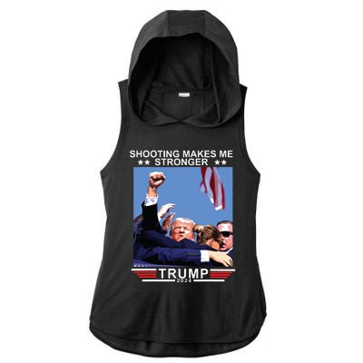 Shooting Makes Me Stronger Trump 2024 Ladies PosiCharge Tri-Blend Wicking Draft Hoodie Tank